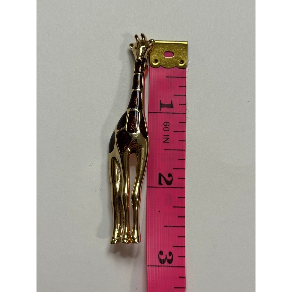 Vintage Liz Claiborne Gold Tone Giraffe Brooch Brown Enamel Animal Pin Safari - Picture 2 of 8